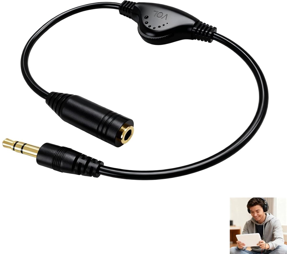 Volume Control Kabel 3,5 mm - 30 cm - Vergulde contactpunten - Praktische geluidsregulator voor heldere audio - ShopVlot