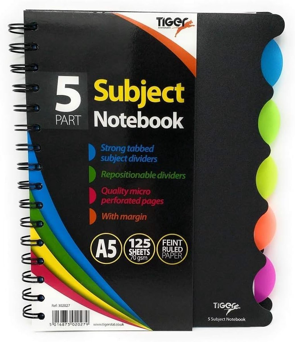 A5 projectboek 5 onderwerpen - twinwire - feintruit papier - ideaal voor notities - ShopVlot