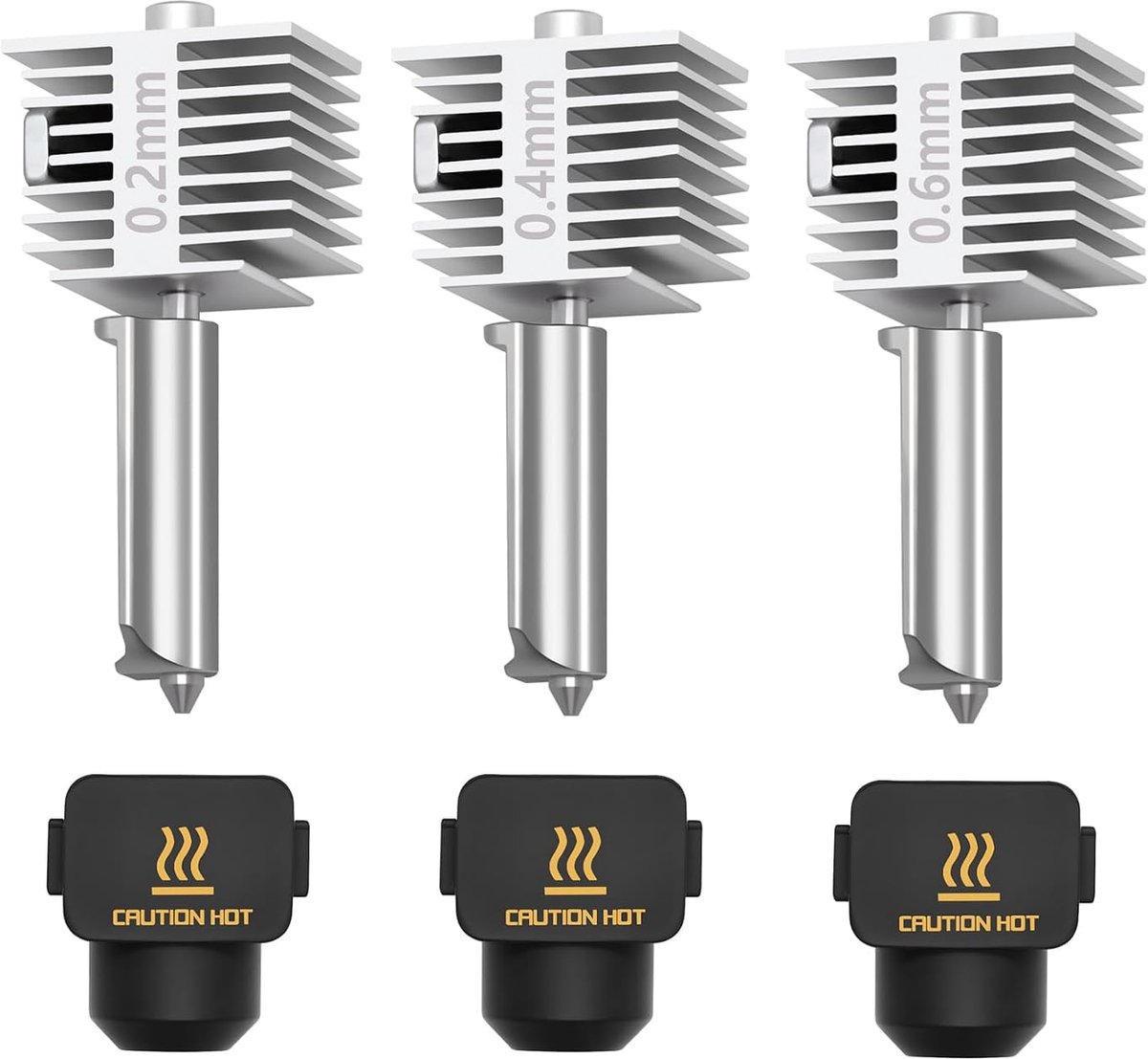 Hotend 3pcs Set - 0.3/0.5/0.5mm RVS Nozzles - Geïntegreerde constructie - Ideaal voor Bambu Lab A1/A1 Mini/A2L - ShopVlot