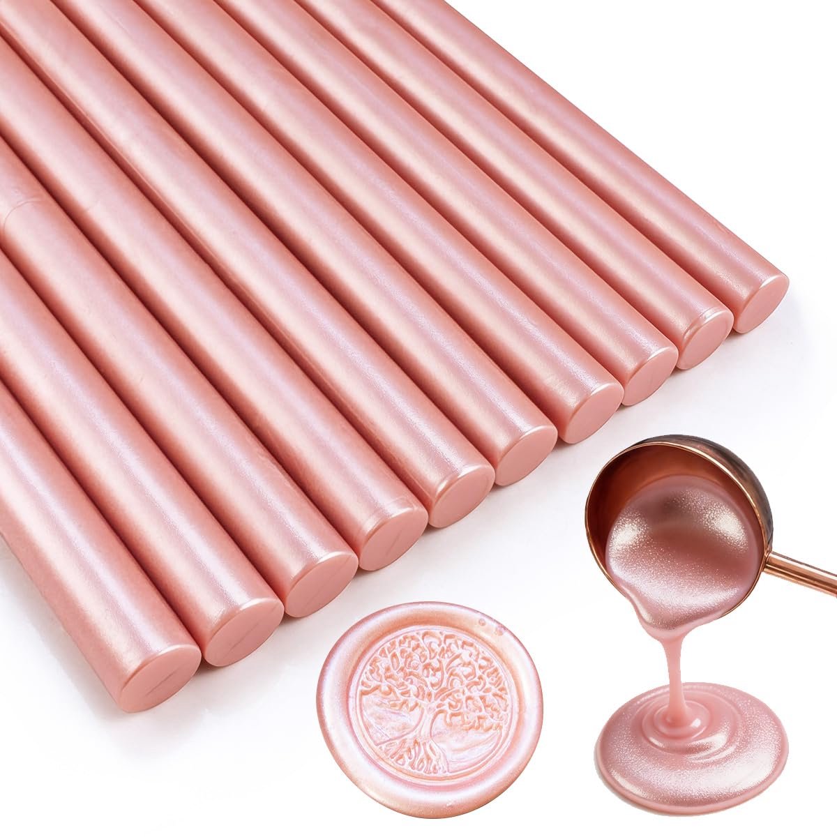 11 mm zegellak sticks – Lakzegel sticks voor lijmpistool wax – Ideaal voor lakzegels, brieven, kaarten, wijnverpakking, knutselen en huwelijksuitnodigingen – 20 stuks Roségoud