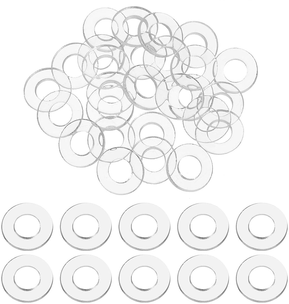 Platte sluitringen van pvc, 4 x 8 x 1 mm (ID/OD/Hoog), 200 stuks, Afvoerafdichting voor Handgreep, Deurscharnieren, Handdoekstangen, Remisolatie, Bevestigingen, Transparant