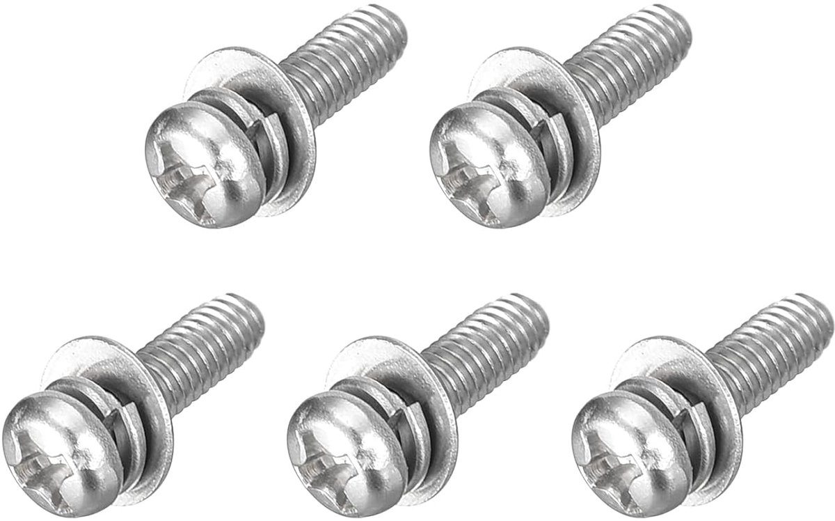 M3 x 10 mm 304 roestvrij staal Phillips Pan Head machineschroeven bouten gecombineerd met veerring en sluitringen 5 stuks