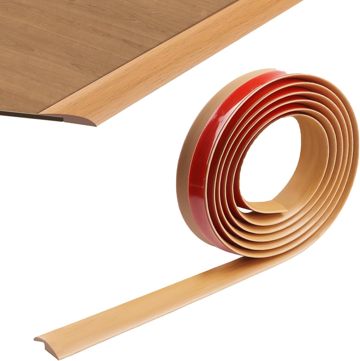 Drempelstrip, zelfklevend, tapijtroluiteinden, tegelbekleding, aluminium strip voor vloerbedekking met vloerbedekking met een overgangshoogte van minder dan 5 mm (gele houtnerf)