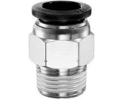 Snelverbinder, mannelijk, recht, 12 mm buis, OD x 3/8 inch NPT koperen draad voor luchtslang, luchtlijst voor industrieel luchtsysteem PC12-N03, zwart