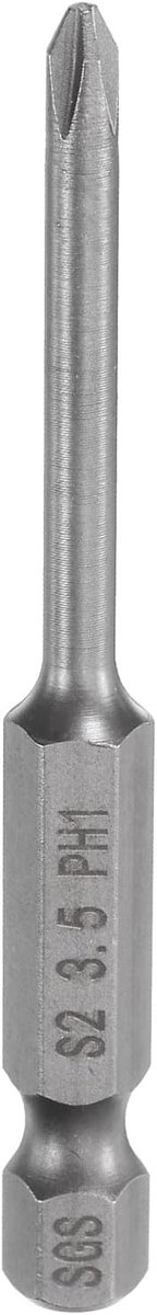 # 1 Phillips schroevendraaierbit PH1 1/4 inch zeskantschacht 2,56 inch (65 mm) lang magnetische S2 staal industriële kwaliteit schroevendraaierbit kruiskop boorbits 0,138 inch (3,5 mm) staaf