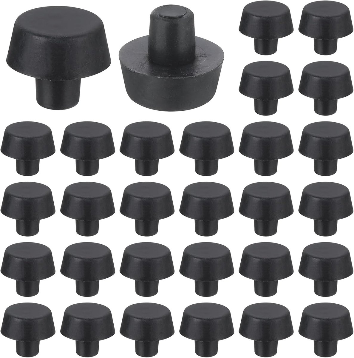 30 stuks rubberen stoppen, voor bumper, glasplaat, toptafel, bumper met steel, antislip, patio, tafel, afstandhouder voor meubels, 1/4 inch gat, zwart