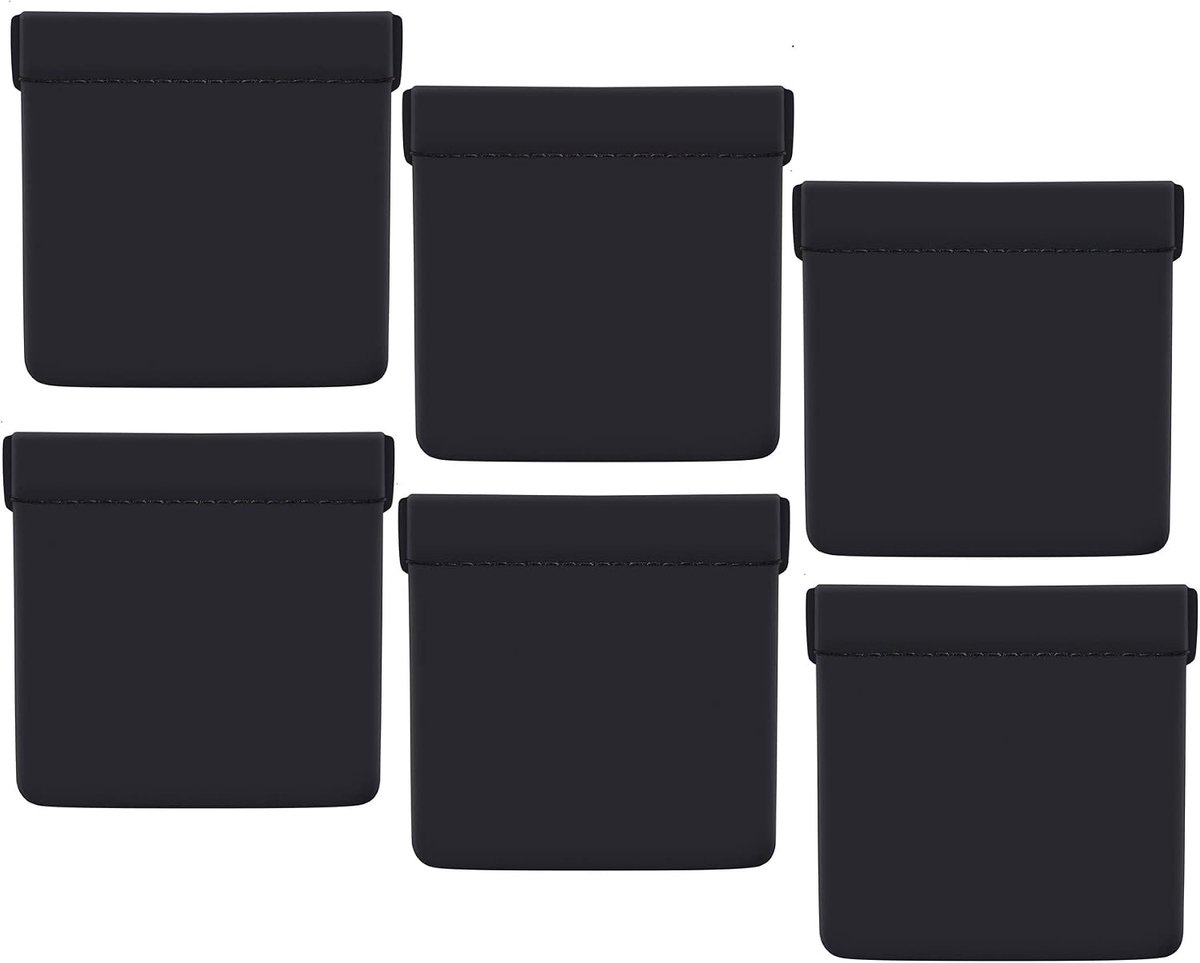 6 STUKS PU Leer Oordopjes Hoesje Kleine & Mini Oortelefoon Hoesjes Draagbare Zak Oortelefoon Opbergtas Beschermende Hoes voor Munt USB-oplader Sleutels Sieraden Zwart