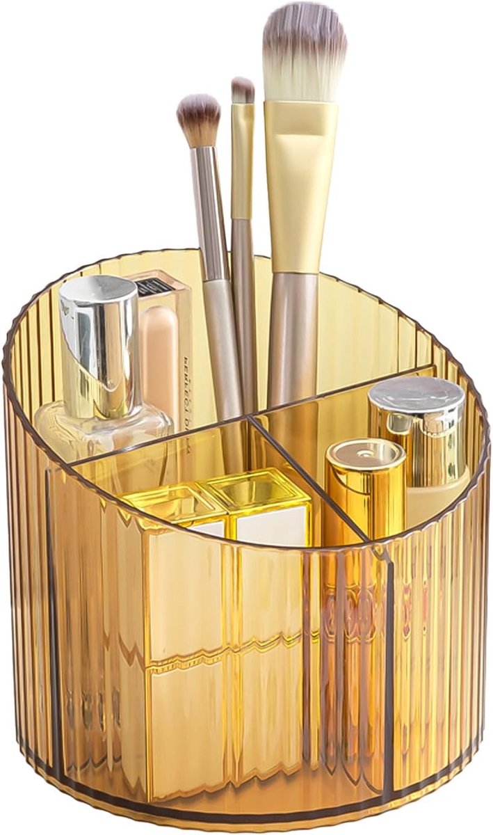 3 sleuven make-up borstelhouder, acryl make-up borstel beker, vintage gestreepte make-up borstel houder voor ijdelheid decor, badkamer werkbladen, bureau opslag container, cosmetische vitrines