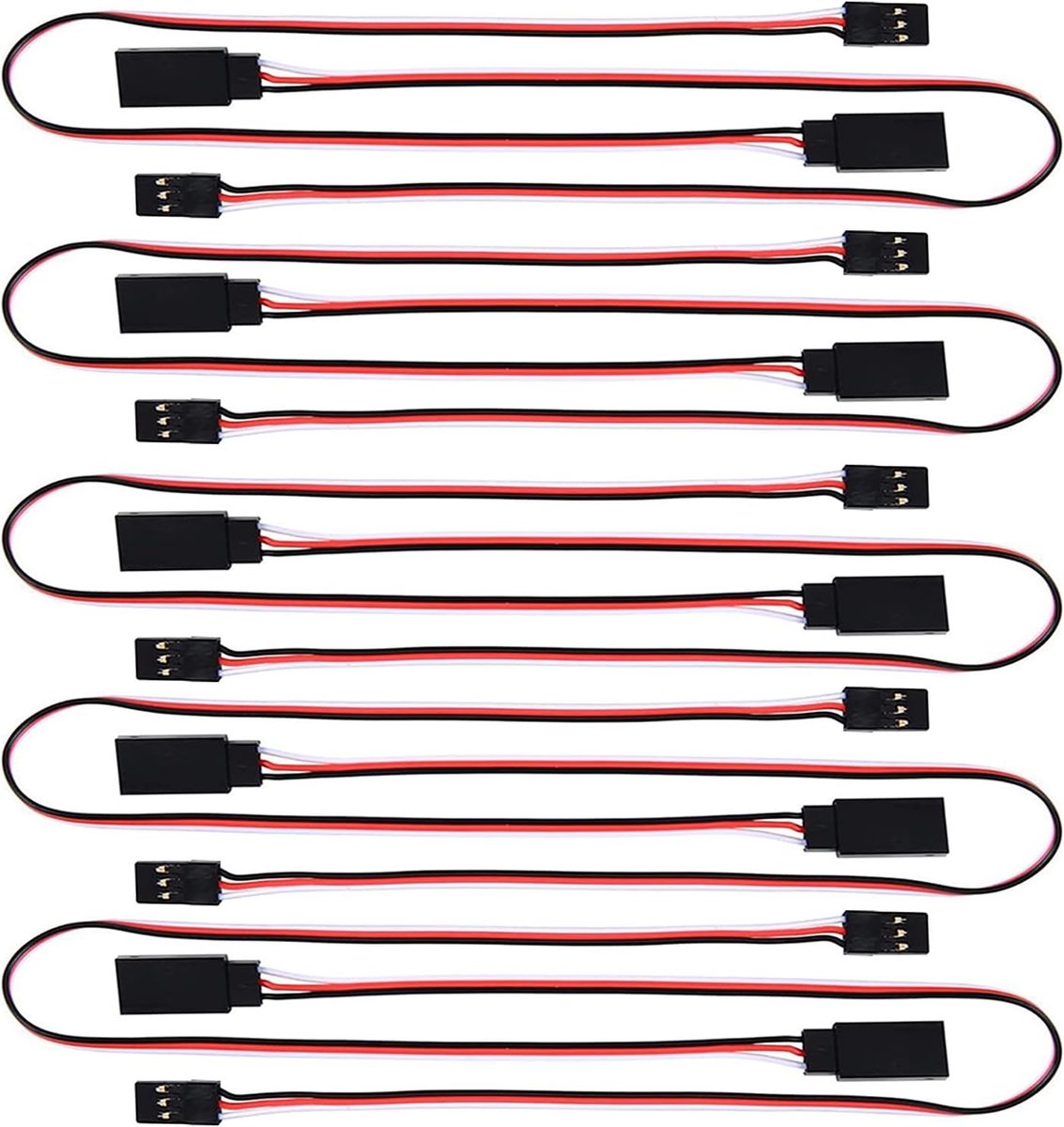 10 Stuks 300mm Servo-Verlengkabel Looddraad, JR-Stijl Servokabels, 3-Pins Verlengkabel 22AWG 60 Kernen Draad Man-vrouw Futaba JR voor Afstandsbediening Vliegtuigen