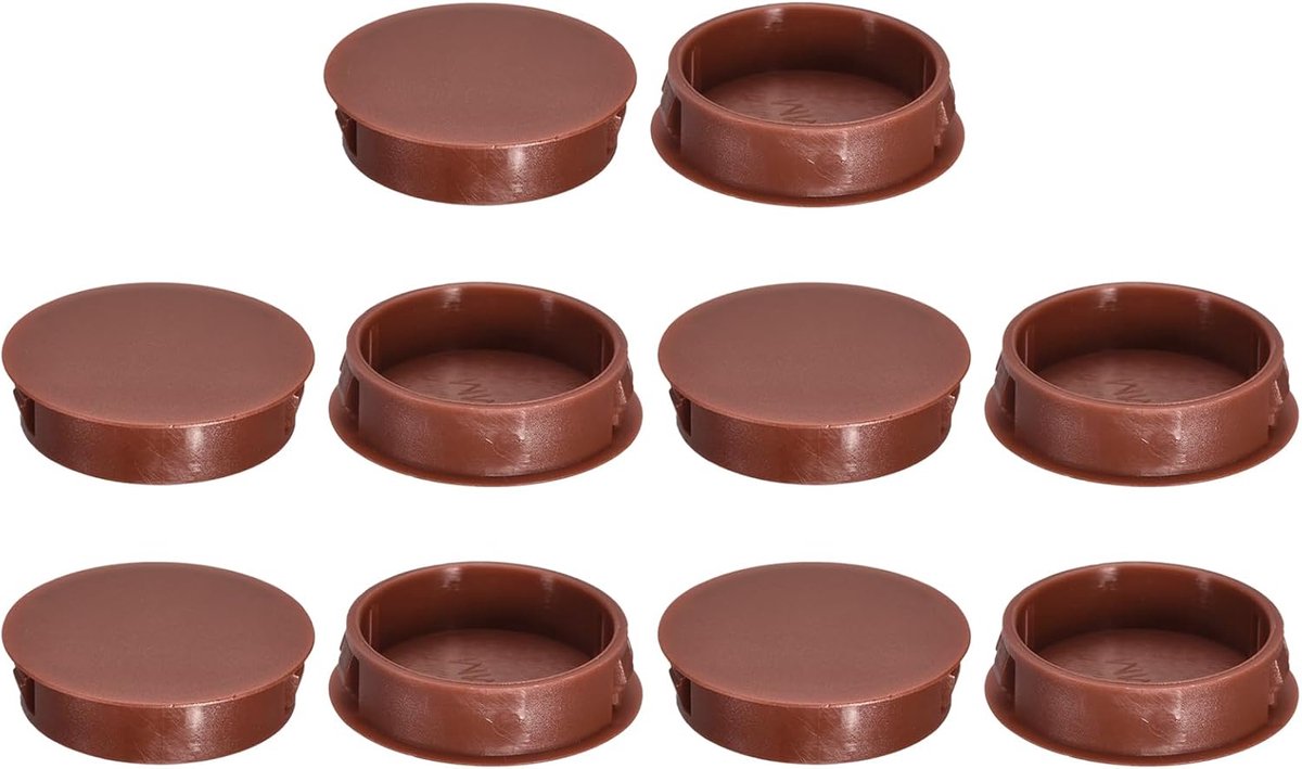 38 mm/1,5" kunststof gatstoppers, 10 stuks platte ronde insteekbevestigingen voor het sluiten van meubel- en paneelopeningen, rood