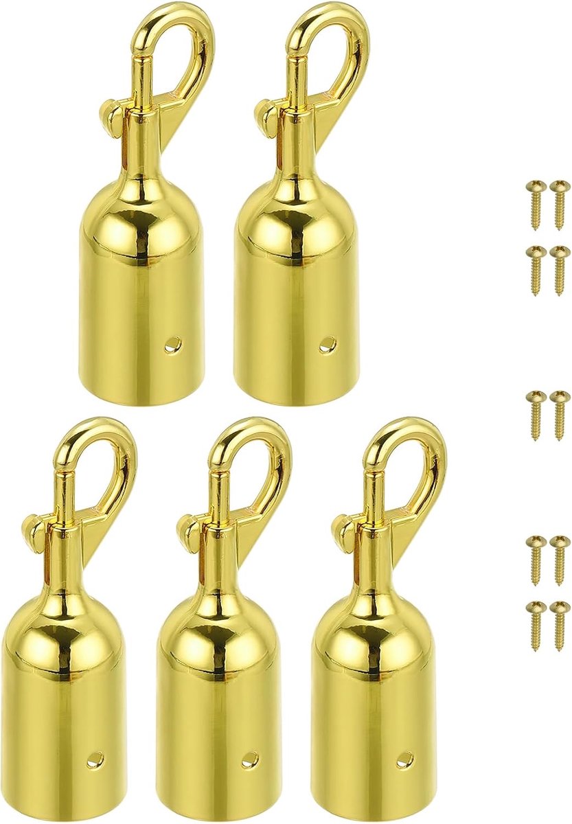 3 x 9,4 cm kabeleindstuk voor barrière, 5 stuks koorduiteinden voor menigtecontrole, wachtrijverdeler, veerhaken, goud