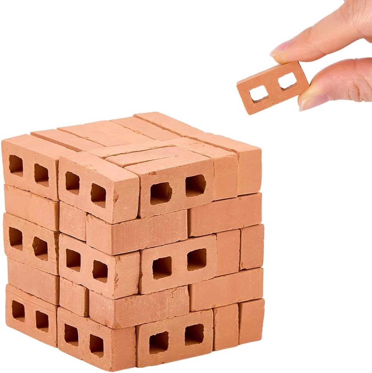 50 stuks mini bakstenen roodachtig bruine micro landschapsarchitectuur stenen miniatuur bakstenen 27 mm lang poppenhuis bouwmateriaal voor terras keuken tuin model micro landschap