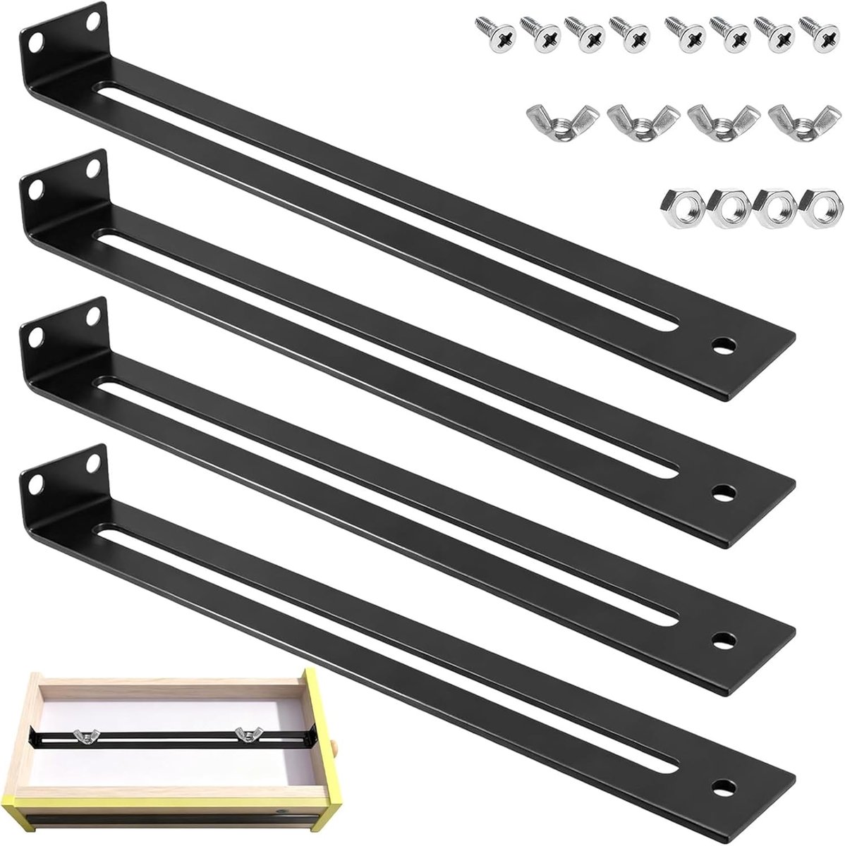 4 stuks ladebodemversterking, lade-reparatieset met schroeven voor versterking en reparatie van breuk, lade-reparatieset - metalen lade-reparatieset