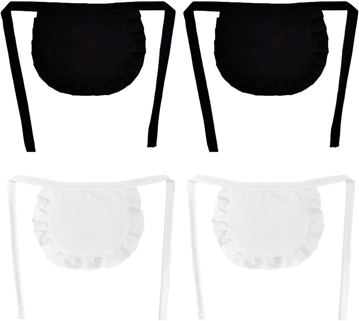 4 Stuks Kant Schort, Leuke Keuken Schort, Chef-Kok En Schoonmaak Meisje Outfit, Rollenspel Kostuum Geschikt.