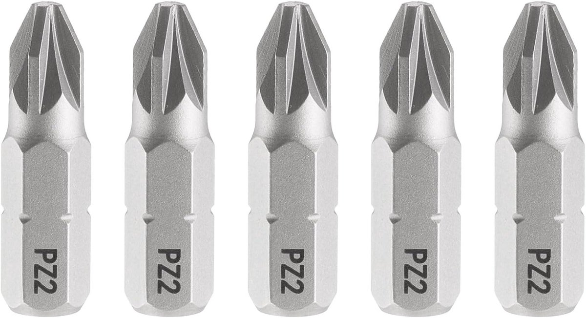 5 stuks PZ2 schroevendraaierbit 1/4 inch zeskantige schacht 25 mm/1 inch lengte magnetische Phillips sleuf zeskantige bits S2 stalen schroevendraaierbit voor elektrische schroevendraaier