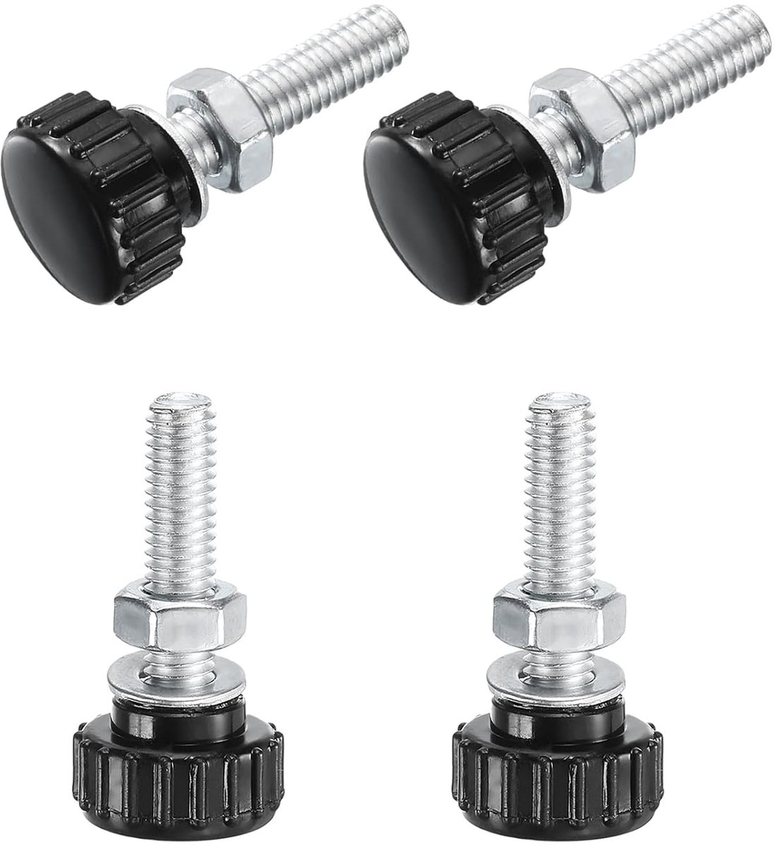 4 stuks ratelsleutel met draad M6 x 25mm ronde kopschroef met moeren sluitringen, vleugelschroeven Verzinkt koolstofstaal Klemhendel 18mm Klemknoppen voor machine