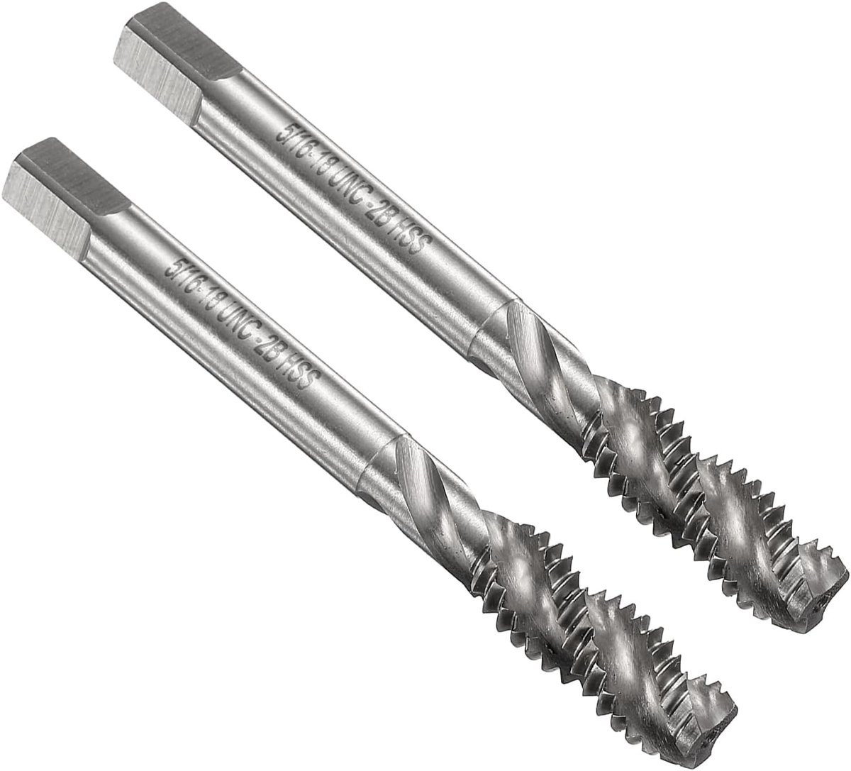 Set van 2 stuks schroefdraadboor, 5/16-18 UNC 2B machine-schroefdraadboor, ongecoat reparatiegereedschap voor schroefbehang, M2-hogesnelheidsstaal (HSS)