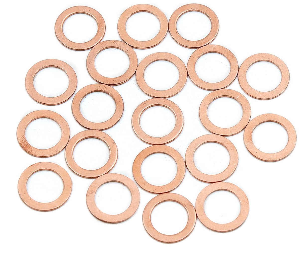 sluitringen van koper, vlak, 12 mm diameter, 20 stuks