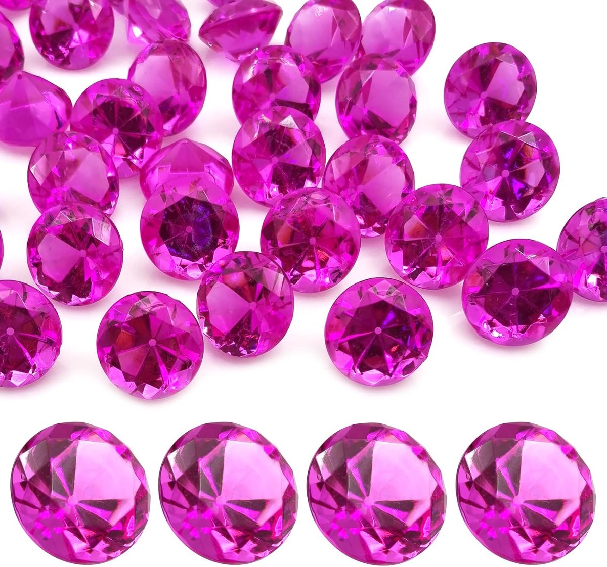 100 stuks edelstenen voor kinderen, fuchsia, acryldiamanten, 25 mm, decoratieve diamanten, acryl edelstenen, namaakedelstenen voor vazen, bruiloftsvazen, tafeldecoratie, feestdecoraties
