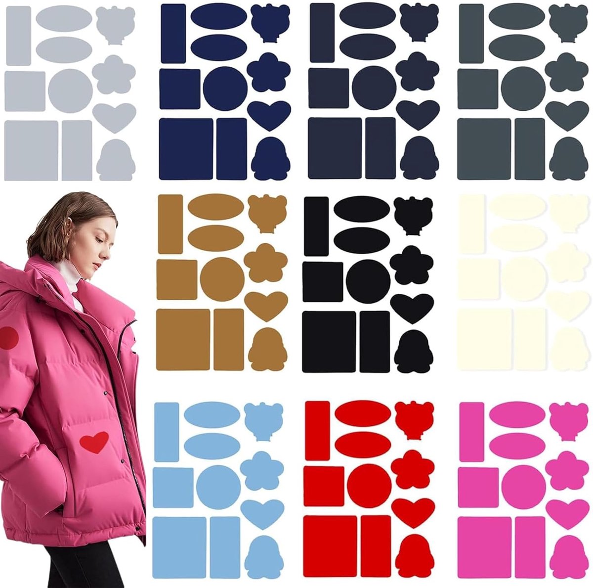 10-delig Reparatiepatch Set voor Donsjassen, Selbstdrukende Waterdichte Nylon Stickers voor Jassen, Outdoor Kleding & Slaapzakken