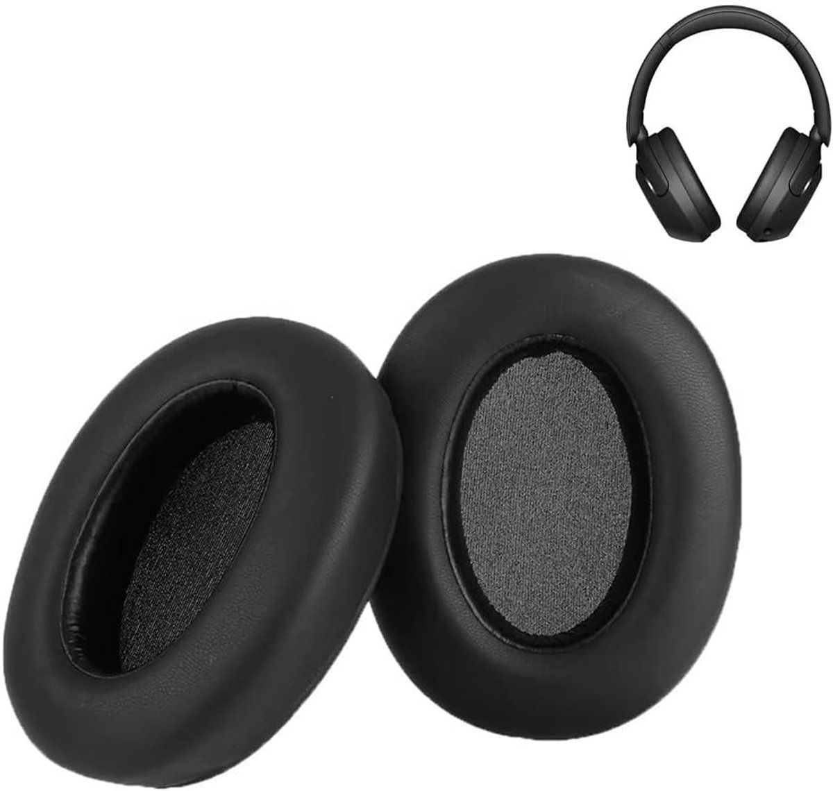 Oorkussens voor Sony WH-XB910N Vervangende oorkussens met eiwitleer en traagschuim voor Sony WHXB910N Hoofdtelefoon ALLEEN, Zwart (bijgewerkte versie)