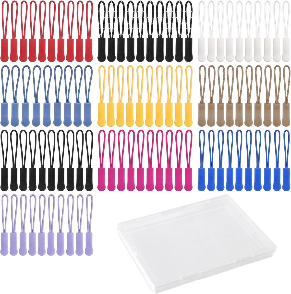100 stuks Rits Pull Vervanging - 10 Kleuren Rits Tags Nylon Cord Pull Tabs voor Rugzakken, Jassen, Bagage, Portemonnees, Handtassen & meer, Universele Fixer met Antislip Grip, met