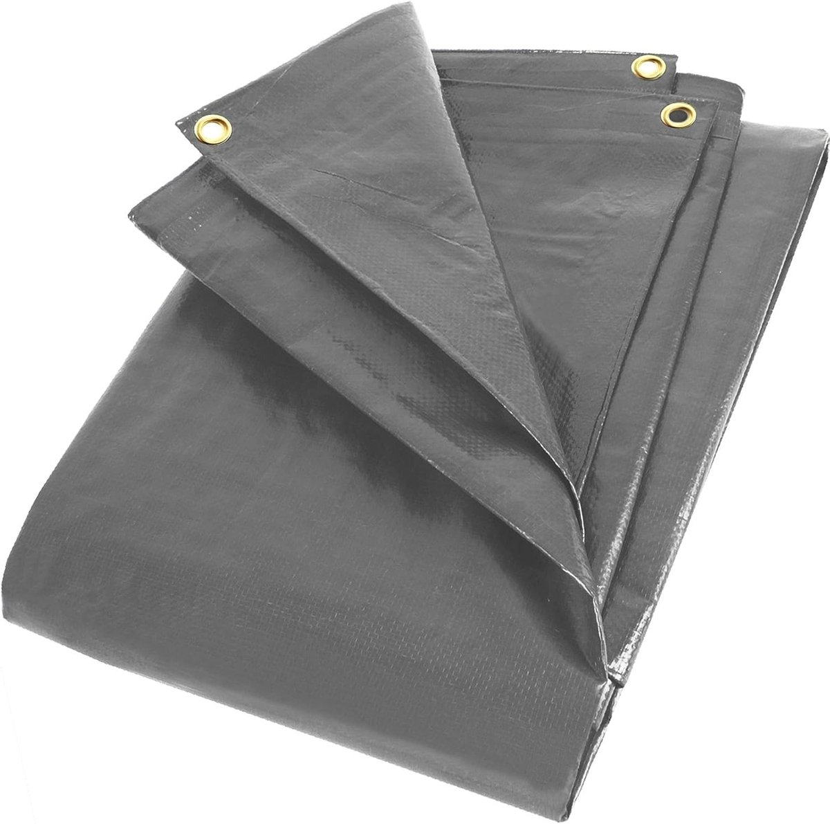 Afdekzeil, 6 x 8 m, grijs, 280 g/m², met aluminium ingestanste ringen, afdekzeil, hout, dekzeil