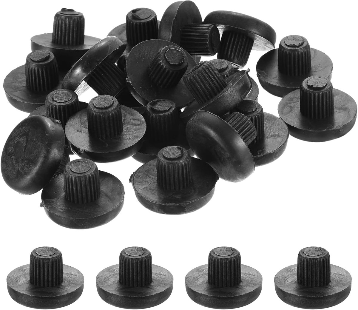 26 stuks randbescherming voor tafelbladen glas met schacht, 10 mm randbescherming van zwart rubber, afstandhouder, antislip, anti-botsing, afstanden voor meubelkasten (voor boring 3/8 inch)