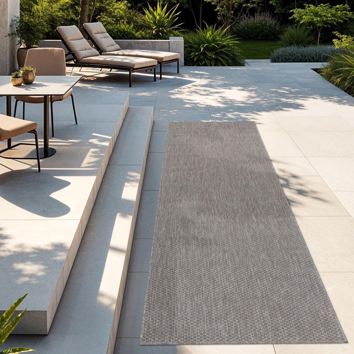 Home Vloerkleed Voor Outdoor Keukenvloerkleed Balkon Terras Eenkleurig Design Modern, Kleur:Grijs, Maat:80x250 cm