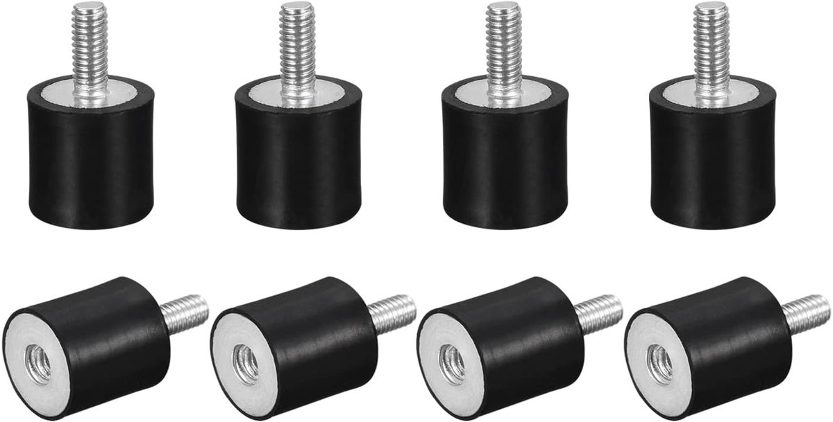sourcing map 8 stuks rubberen houders M4 stekker/bus trillingsisolator schokdemper D15 mm xH10 mm
