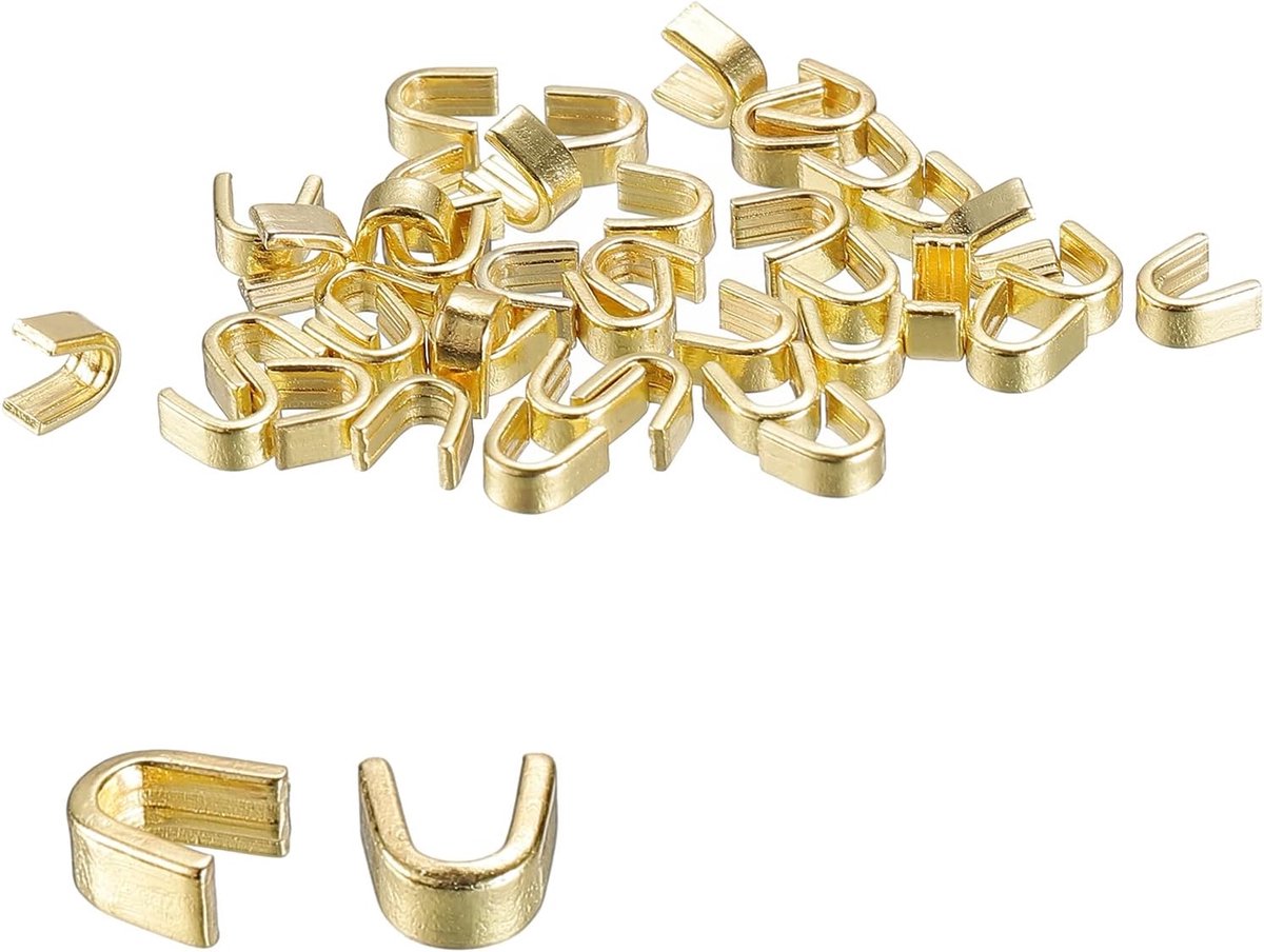 sourcing map 40 stuks ritssluiting schuifregelaars #5 U-vorm top stop voor tassen jassen jassen gesloten ritssluitingen vervangen goud tint