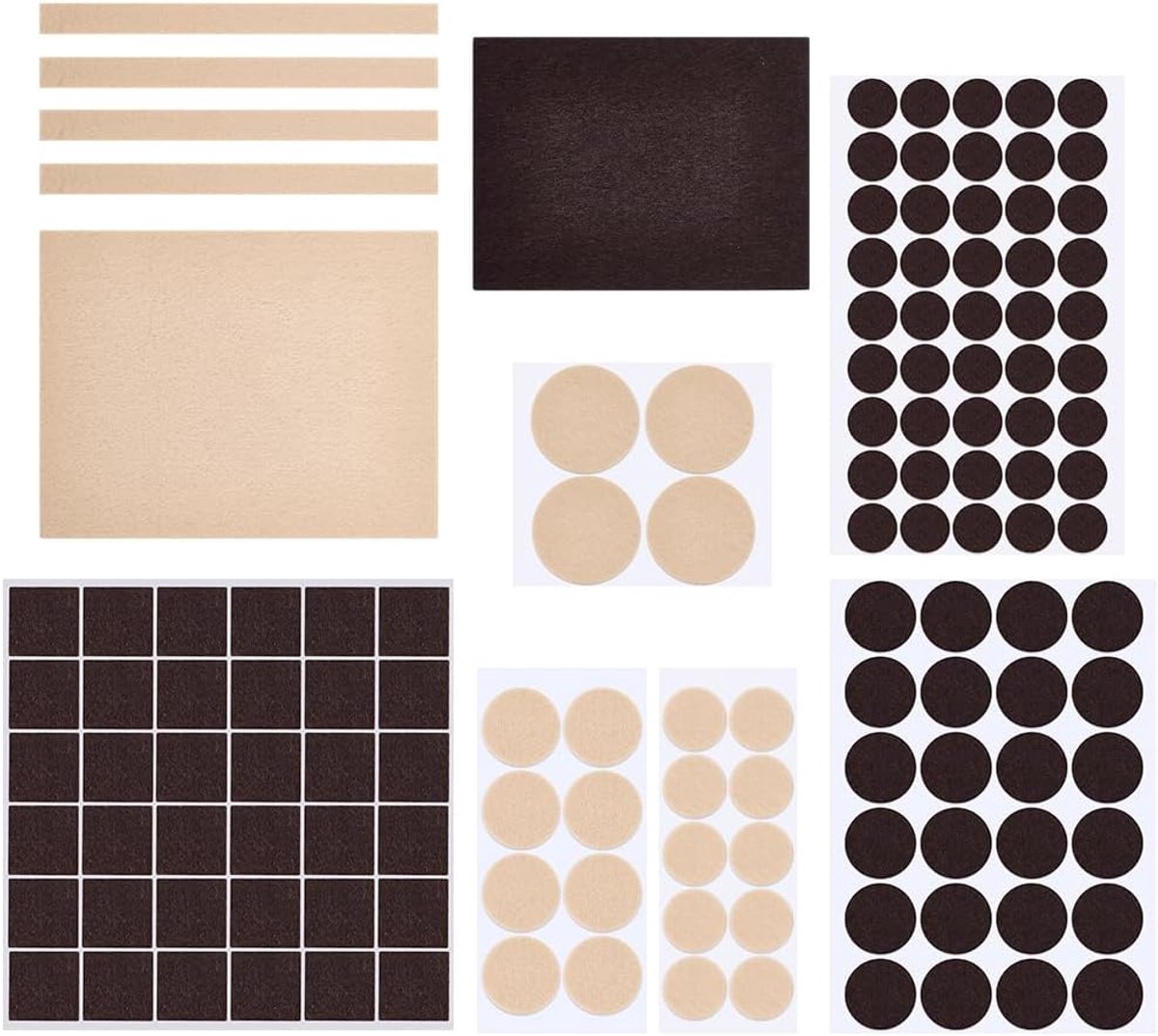 Meubelpads Premium 133 stuks antislip meubelgrijpers zelfklevende tafelstoel been voeten pads anti-kras vloerbeschermer voor hardhouten vloer ronde rechthoek vierkant (zwart beige)
