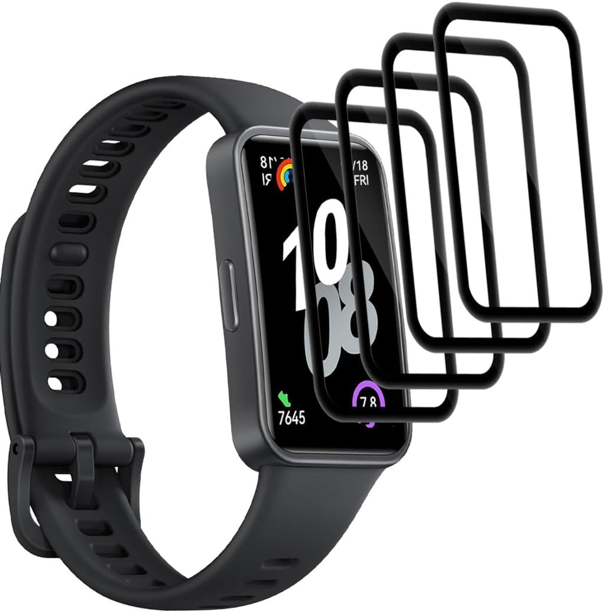 Displaybeschermfolie voor Huawei Band 10, gehard glas, krasbestendig, HD, 3D gebogen displaybeschermfolie voor Huawei Band 10, PMMA, 4 stuks
