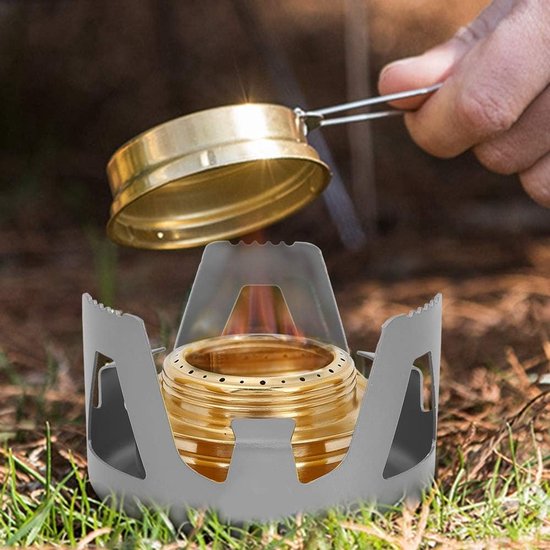 Camping Alcohol Stove, Ultralight Camp Spirits Kachels Met Stand, Draagbare Stove Alcohol Brander voor Kamperen, Wandelen, Backpacken, Picknick, Barbecue(Grijs) van Camping — afbeelding 3