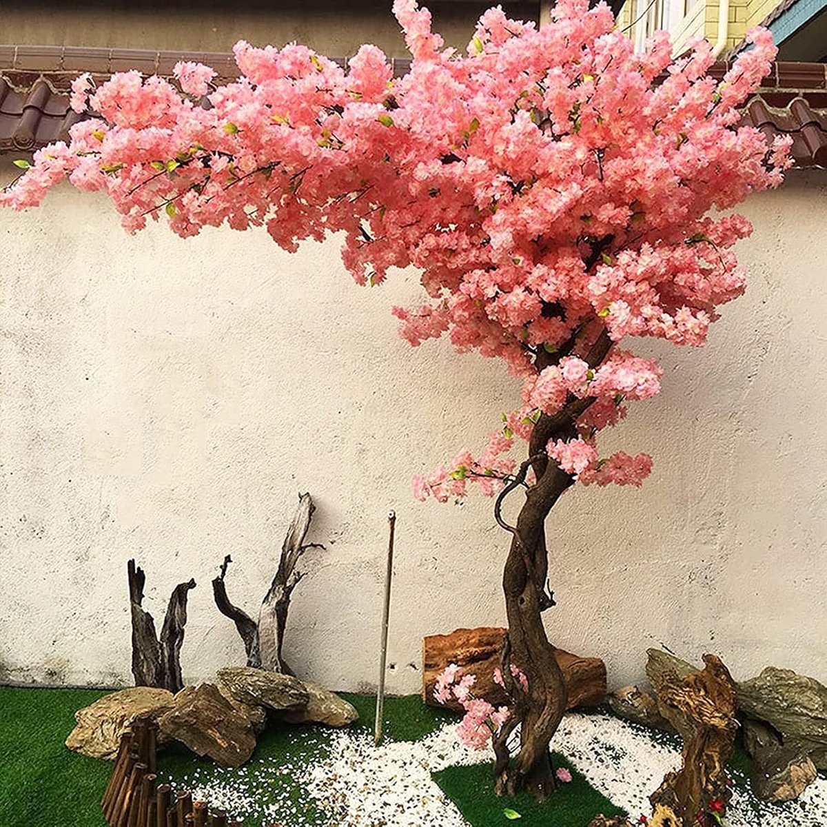 Kunstmatige Perzik Bloesem Bomen Kunstmatige Kersenbloesem Boom Zijden Bloem Kunstmatige Kersenbloesem Bomen Licht Roze Indoor Outdoor Bruiloft Decoratie,Roze,1.5X1.2M