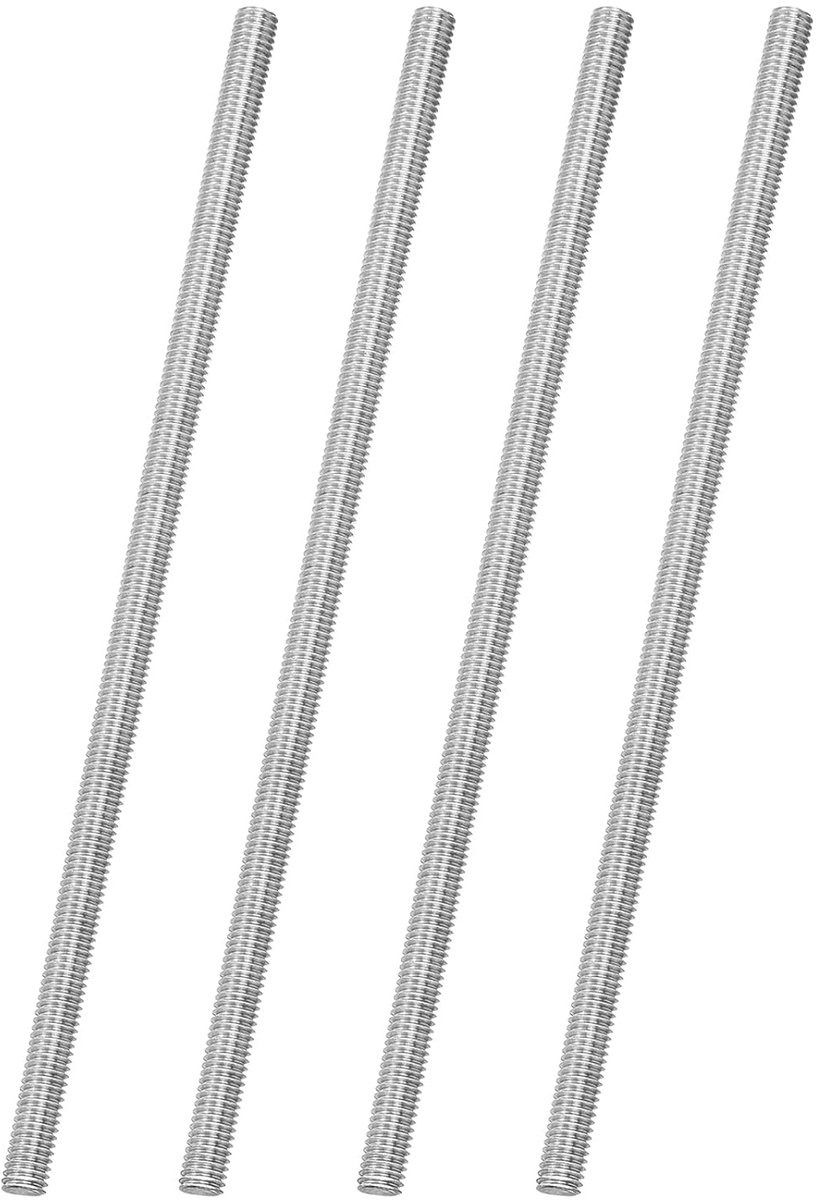 4 stuks draadstangen compleet M6 x 160 mm, 316 roestvrij staal rechts schroefdraadstang voor montage meubels bevestiging, afstand 1 mm