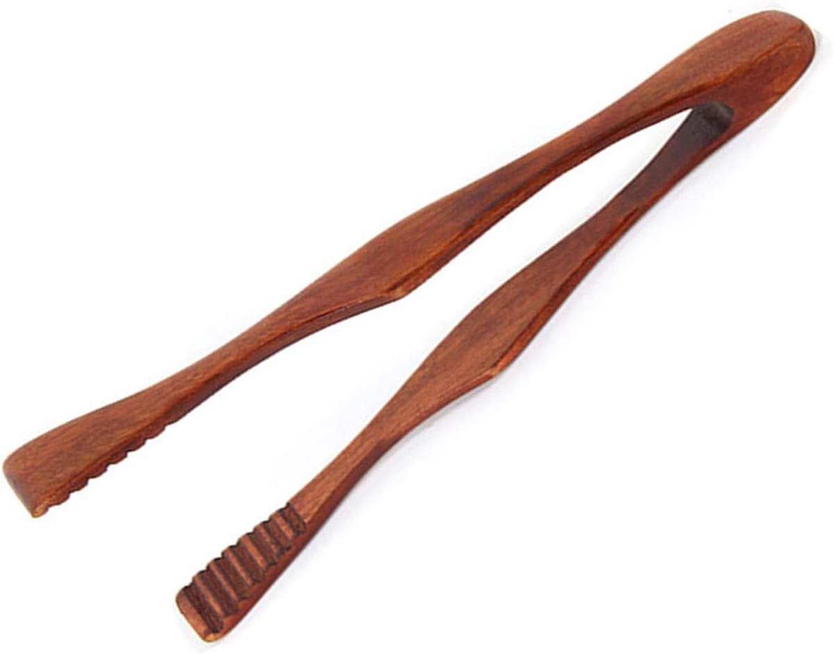1 stuk houten tang, natuurlijk hout, voedselclip, houten keukentang, bamboe theeclip, duurzaam, milieuvriendelijk, geschikt voor toast, salade, barbecue, koken, bakken, bakken, brood, bagels