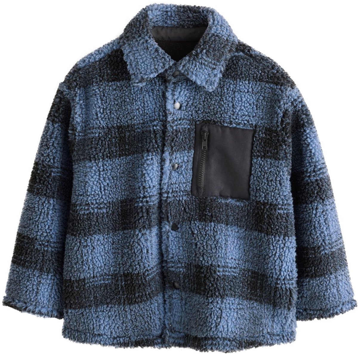 Next - Jongens - Fleece shacket met borg - Blauw