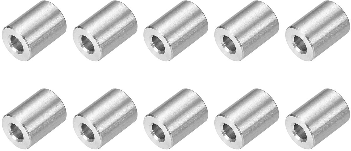 Afstandshulzen, afstandhouders, roestvrij staal, 6 mm ID x 14 mm OD x 18 mm, 304 roestvrij staal, ronde afstandhouders zonder schroefdraad, zuilen voor schroeven 1/4 inch of M6, 10 stuks