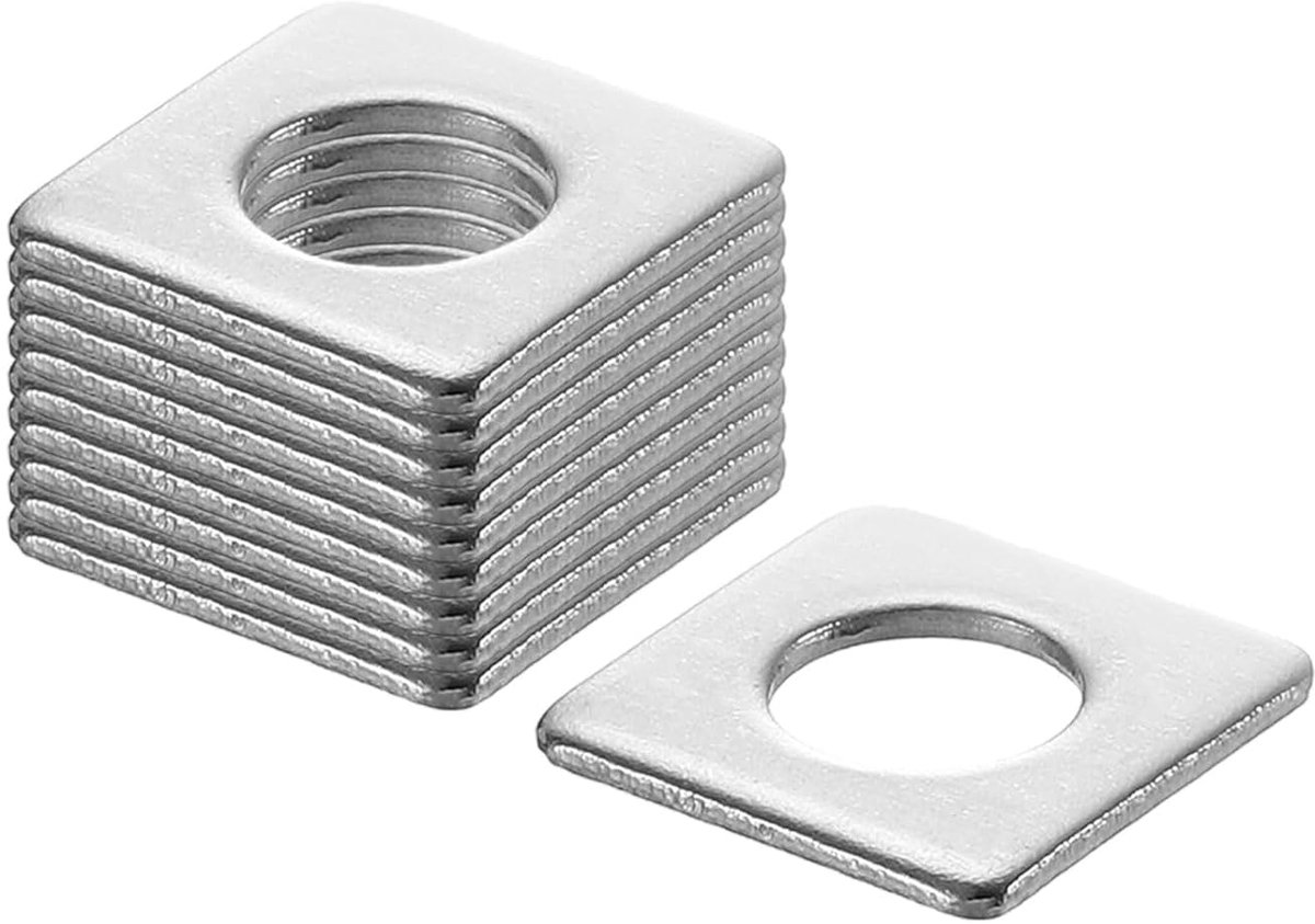 Vierkante sluitring voor 1/4 inch schroef, 304 roestvrij stalen lagerplaat, platte afstandhouder, afdichting voor machinereparatie, buitenbouw (0,04 inch dikte)
