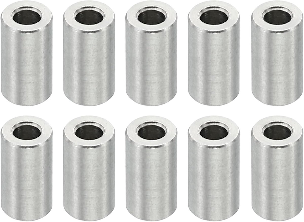 M3 Roestvrijstalen Afstandhouders, 10 Stuks Metalen Afstandhouder Roestvrijstaal 3,1mm ID x 6mm OD X10mm L Ronde Roestvrijstalen Afstandhouders Schroefbout voor 1/8 Inch of M3 Schroefbouts