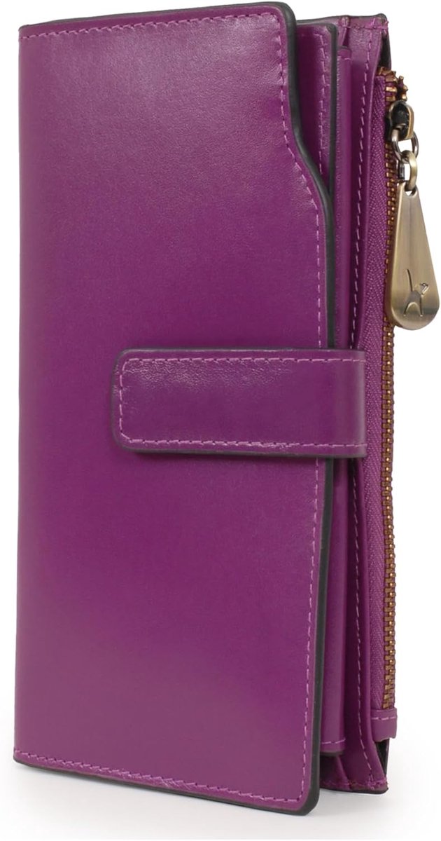 Collection Handbags - Groot Leren Portemonnee voor Dames - Damesportemonnee met Telefoonvak, Muntvak en 20 Kaarthouders - RFID - Stella - Paars