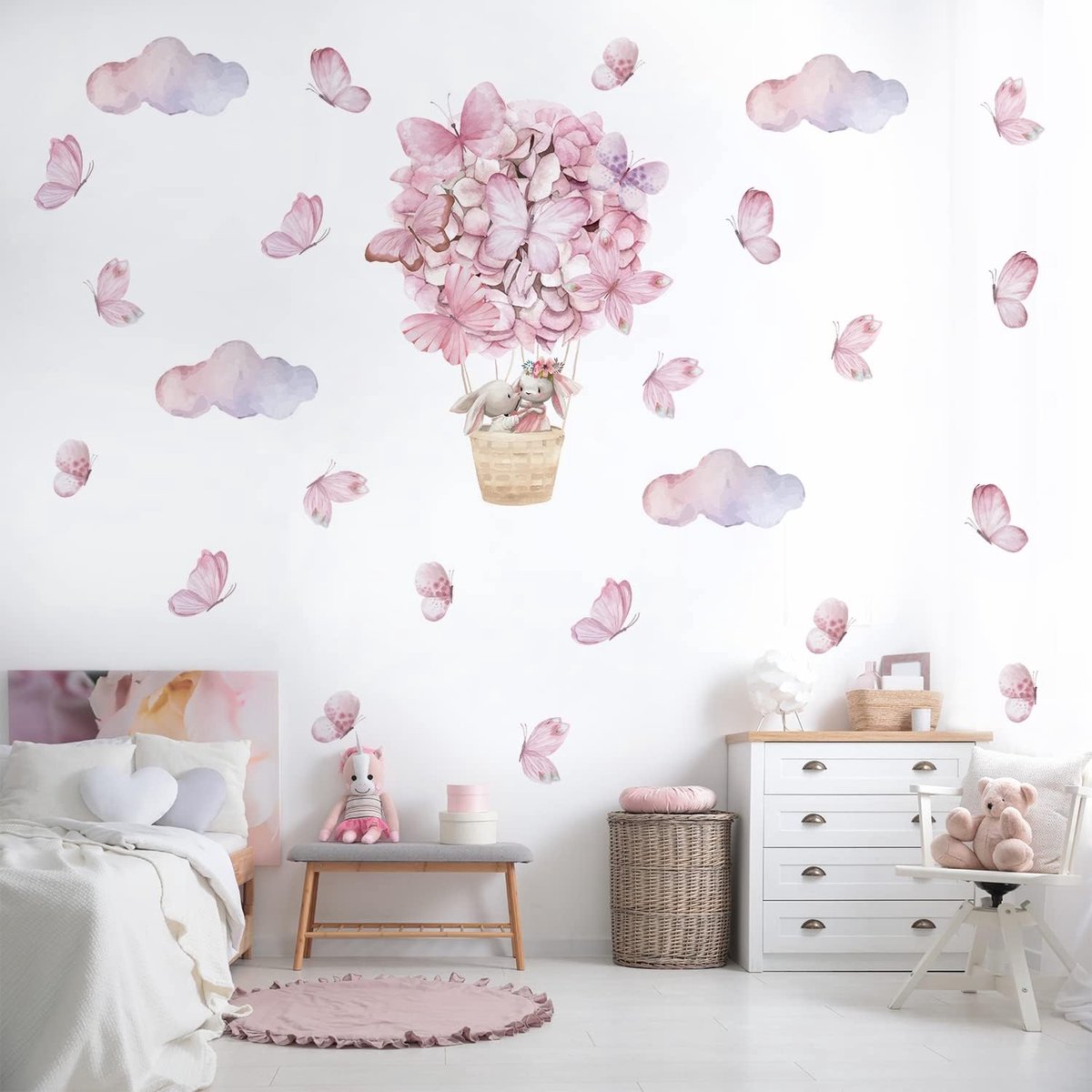 Muurstickers, Vinyl Heteluchtballon Muurstickers | Verwijderbaar DIY Peel en Sticker Behang, voor Kids Nursery Peuter Slaapkamer Kleuterschool Art Decoraties