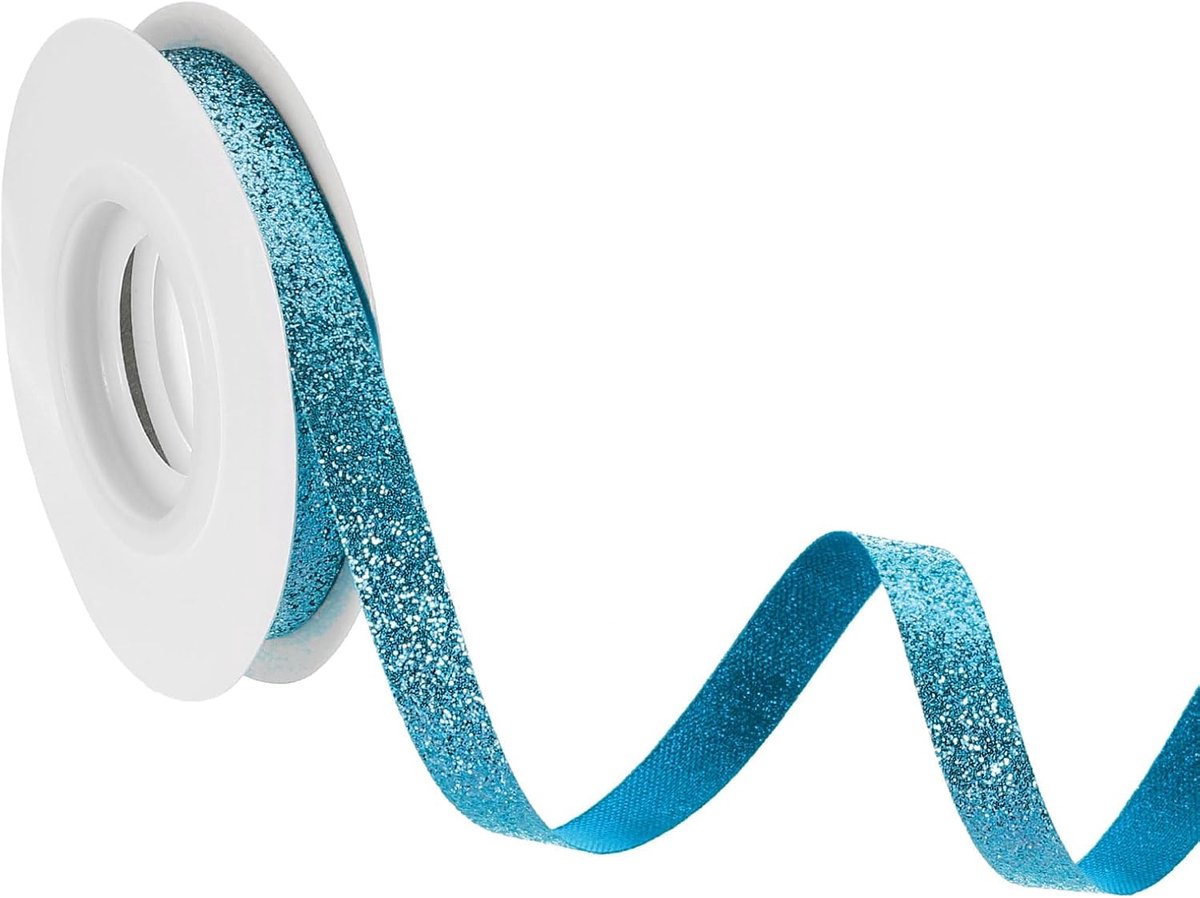 Linten, glitterlinten, kransenhandwerk, lint, glinsterend stoffen lint, cadeaulint voor geschenkverpakking, festival, bruiloftsfeest, decoratie, turquoise