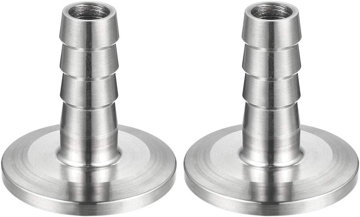 sourcing map 2 stuks roestvrij staal 304 KF25 flens op 13 mm rubberen slang barbadapter voor vacuüm