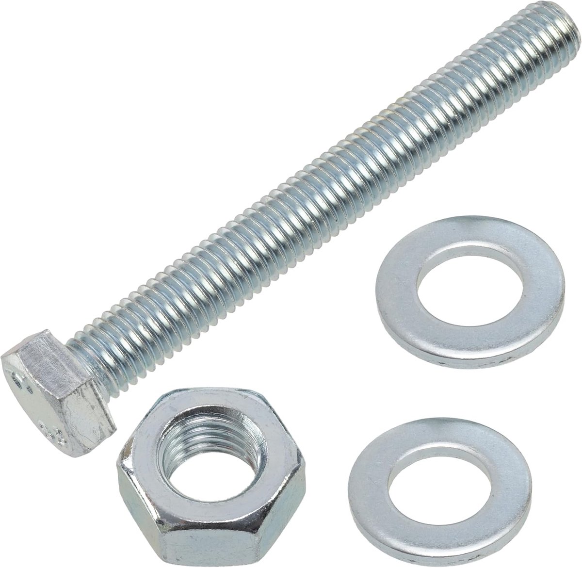 - Set van 10 M12x100 mm zeskantbouten + 20 M12x24 mm ringen + 10 M12 zeskantmoeren voor doe-het-zelf en lichte bevestiging | staal