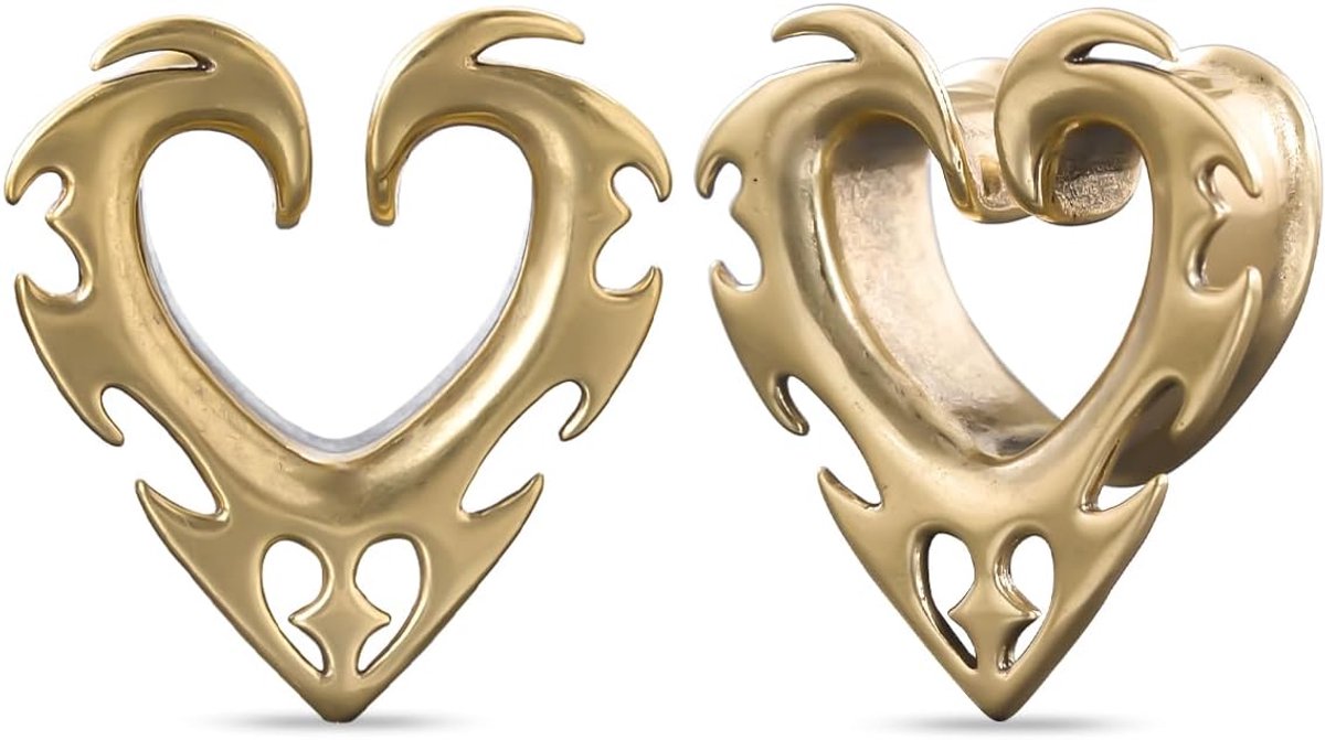 2 stuks messing dubbel uitlopende stekkermeter voor gezichtsmasker - coole tunnels, punk unieke brancard expander - oor body piercing sieraden voor vrouwen en mannen