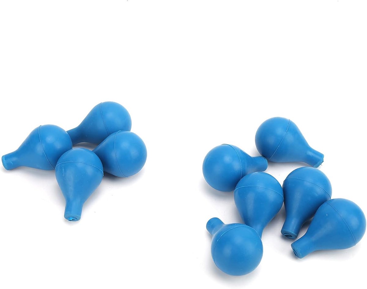10 Stuks Zuigballen voor La Tory-gebruik, Rubberen Lampen voor Druppelaars en Pipetten, Blauw - Ideaal Luchtafvoer en Vloeistofabsorptie