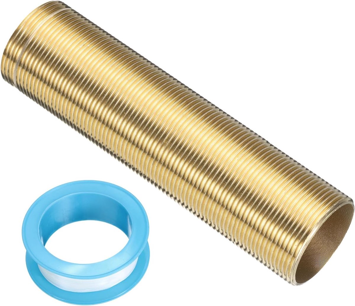 Verlengschacht voor kraanmontage van 5 inch (12,7 cm), schroefdraadbuis van messing, verlenging, montageklaar, lange voet met gouden PTFE-band, 1 stuk
