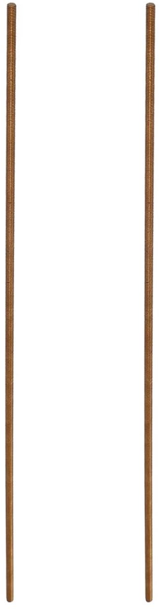 2 stuks stangen met volledige schroefdraad, alle schroefdraad, staafbouten van messing, [voor klemmen en U-bouten] – M2,5 x 250 mm buitendraad, 0,5 mm helling/goudkleur